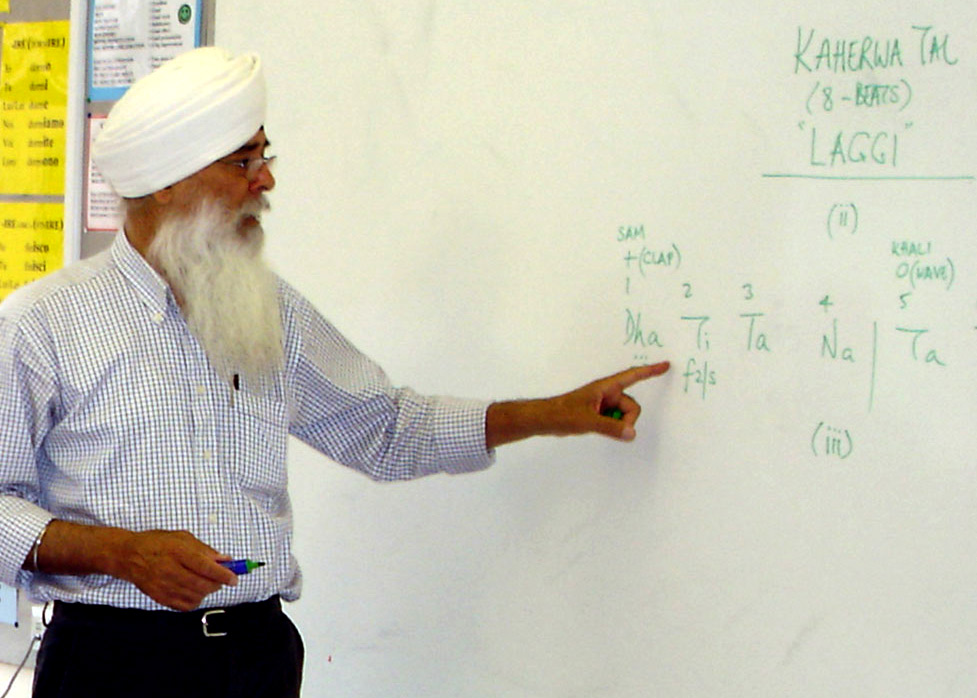 Gurmit Ji teaching using his pioneering notation system